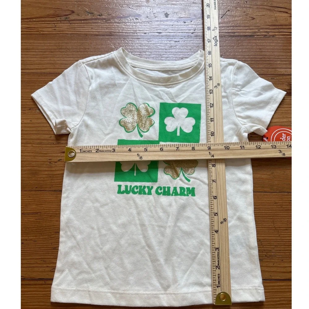 Wonder Nation Graphic Tee Kids White Lucky Charm St Patricks Day NWT SIZE XS 4-5